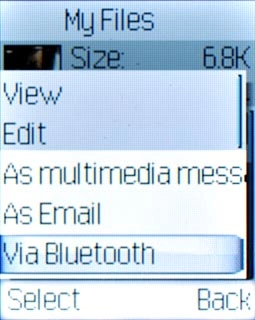 Scroll to Via Bluetooth and press the Navigation key.