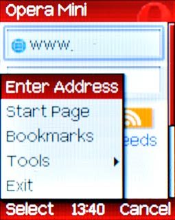 Scroll to Enter Address and press the Navigation key.