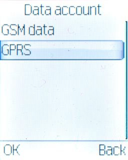Scroll to GPRS and press the Navigation key.