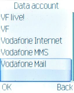 Scroll to Vodafone Mail and press the Navigation key.
