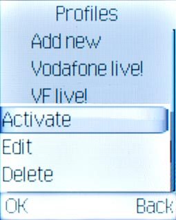 Scroll to Activate and press the Navigation key.