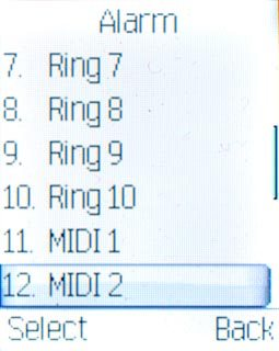 Highlight the required alarm tone and press the Navigation key.