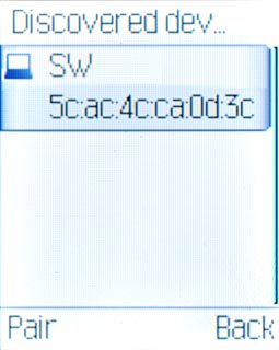 Highlight the required Bluetooth device and press the Navigation key.