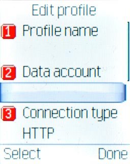 Highlight the field below Data account and press the Navigation key.