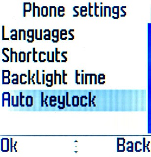 Scroll to Auto keylock and press the Navigation key.