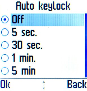 Highlight Off or the required period and press the Navigation key.