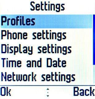 Scroll to Profiles and press the Navigation key.
