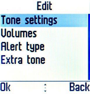 Scroll to Tone settings and press the Navigation key.