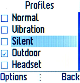 To activate silent mode:Scroll to Silent and press the Navigation key.