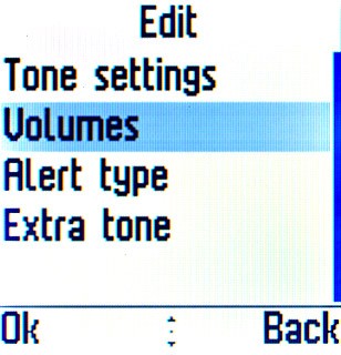 Scroll to Volumes and press the Navigation key.