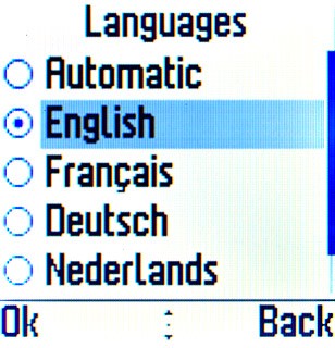 Highlight the required language and press the Navigation key.