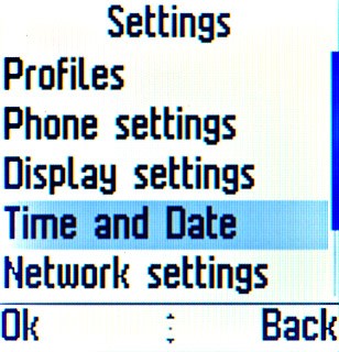 Scroll to Time and Date and press the Navigation key.
