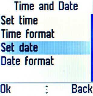 Scroll to Set date and press the Navigation key.