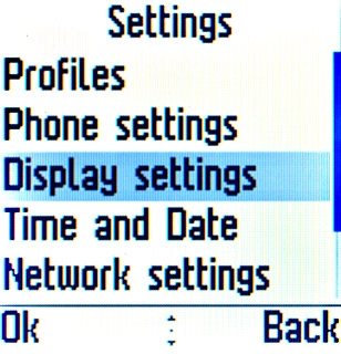 Scroll to Display settings and press the Navigation key.