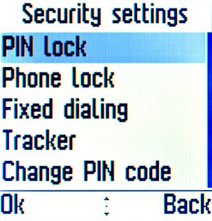 Scroll to PIN lock and press the Navigation key.