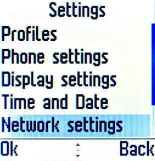 Scroll to Network settings and press the Navigation key.