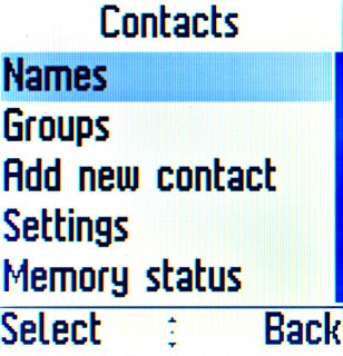 Scroll to Names and press the Navigation key.