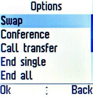 Scroll to Swap and press the Navigation key to swap calls.