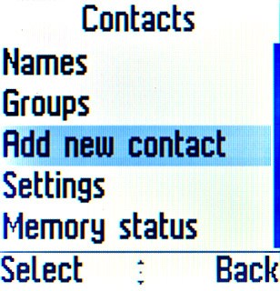 Scroll to Add new contact and press the Navigation key.