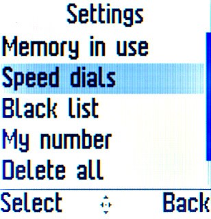 Scroll to Speed dials and press the Navigation key.
