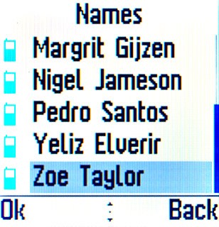 Highlight the required contact and press the Navigation key.