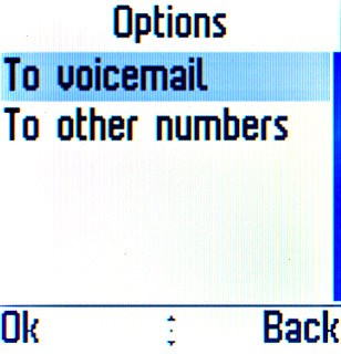 Scroll to To voicemail and press the Navigation key.