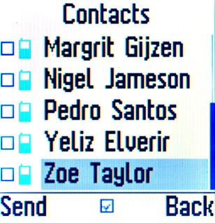 Highlight the required contact and press the Navigation key.
