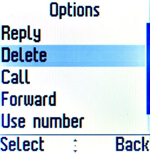 Scroll to Delete and press the Navigation key.