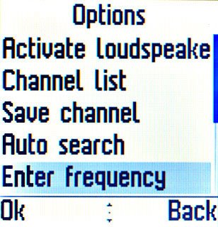 Scroll to Enter frequency and press the Navigation key.