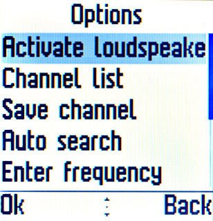 Scroll to Activate loudspeaker or Play in headset (depending on the current setting) and press the Navigation key.