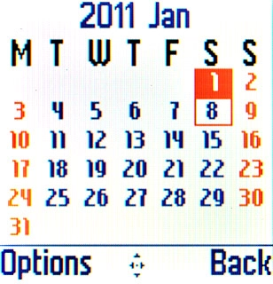 Highlight the required date and press the Navigation key.