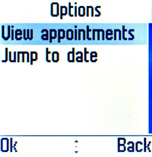 Scroll to View appointments and press the Navigation key.