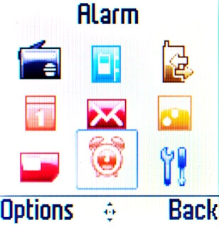 Scroll to Alarm and press the Navigation key.