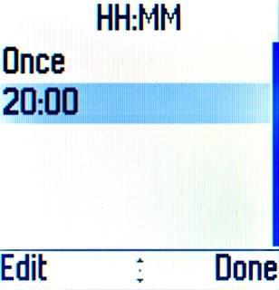 Scroll to HH:MM and press the Navigation key.