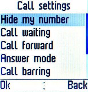 Scroll to Hide my number and press the Navigation key.