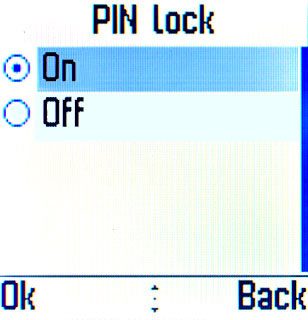 Highlight On or Off and press the Navigation key.