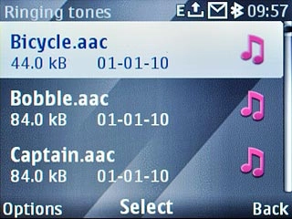Highlight the required ringtone and wait a moment to hear it.
