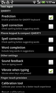 Press Word completion to activate or deactivate the function.