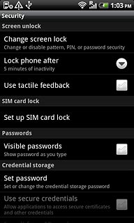Press Change screen lock.Key in the phone lock code.