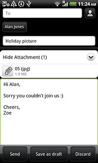 Press Send when you have finished your email message.