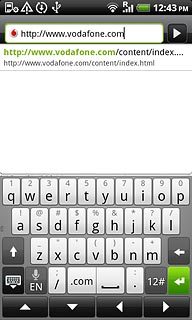 Key in the address of the required web page and press arrow right.
