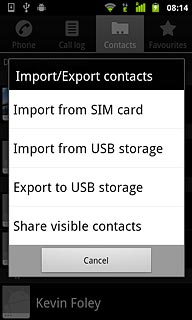 Press Import from SIM card.