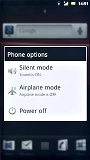 Press Airplane mode.Depending on the current setting, flight mode is turned on or off.