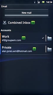 Press and hold the required email account until a pop-up menu is displayed.