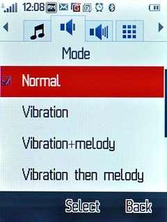 To deactivate vibration:Press Normal, Discreet or Silence.