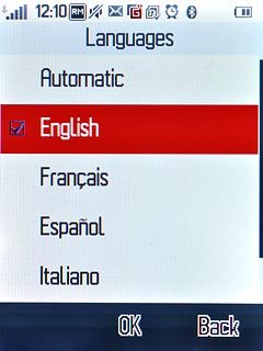 Press the required language.