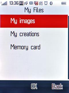 Press My images, My creations or Memory card.