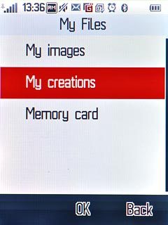 If you select My creations or Memory card: