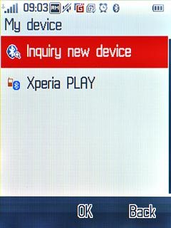 Press Inquiry new device.The phone now searches for devices and after a moment, a list of Bluetooth devices within range is displayed.