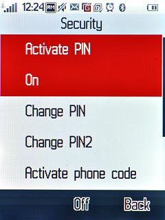 Press Activate PIN to select Off or On.Key in the PIN.